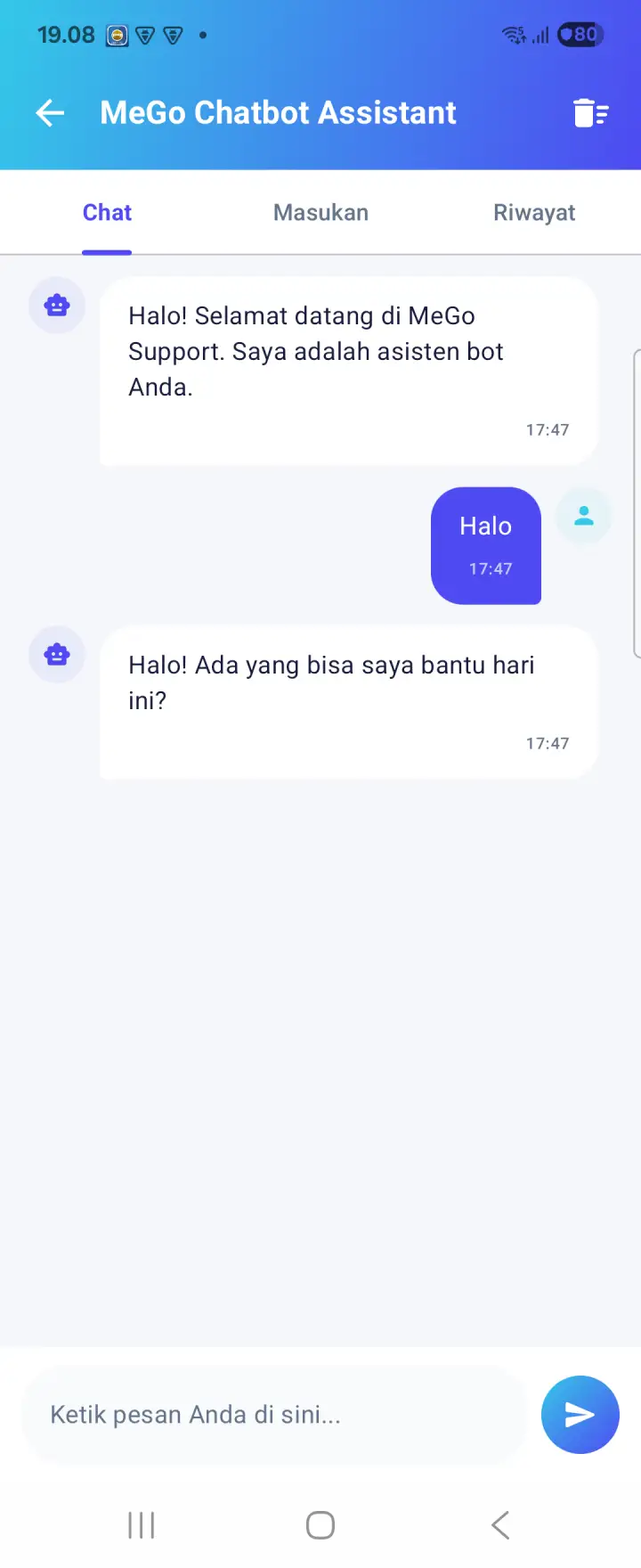 Percakapan Chatbot SmartCall