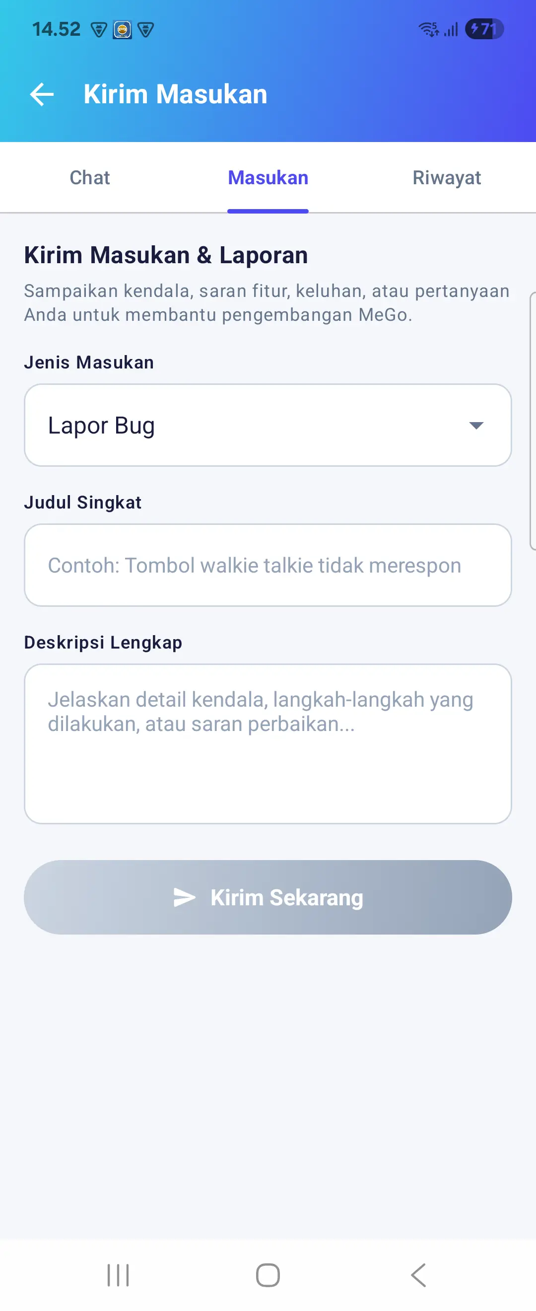 Form Masukan dan Saran